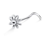 Flower Silver Curved Nose Stud NSKB-611